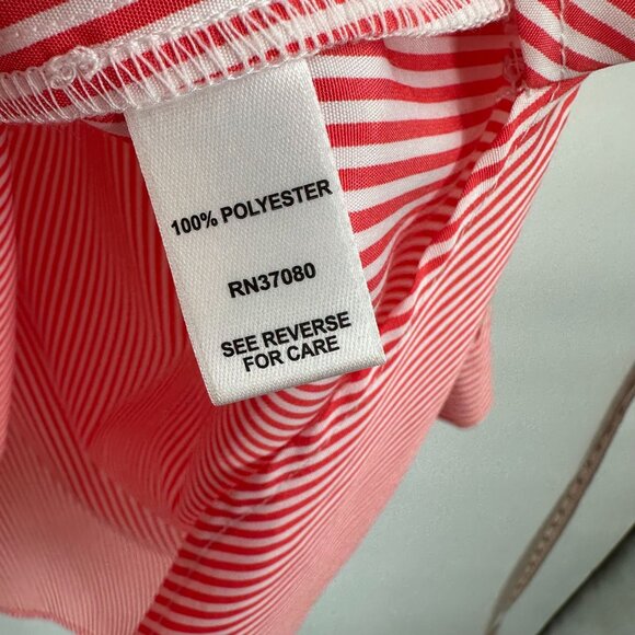 Est. Red White Striped Button-Up Blouse 3/4 Sleeve Bow Collar Plus Size 26W 28W - Picture 6 of 7